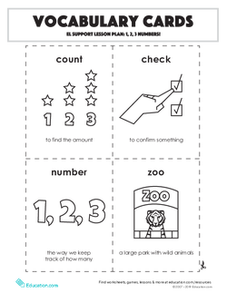 Vocabulary Cards: 1, 2, 3 Numbers!