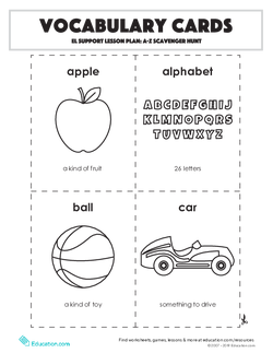 Vocabulary Cards: A-Z Scavenger Hunt