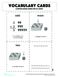 Vocabulary Cards: Adding One to a Group