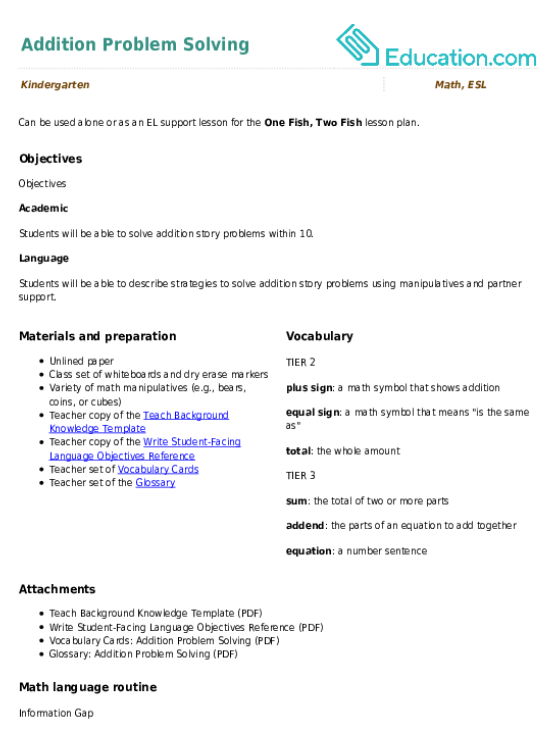 Problem Solved | Activity | Education.com