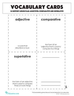 Vocabulary Cards: Comparative and Superlative