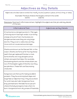 Adjectives as Key Details