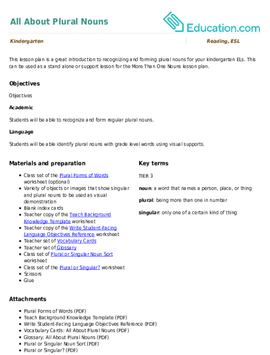All About Plural Nouns