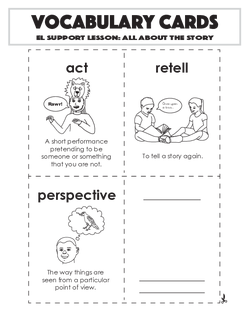 Vocabulary Cards: All About the Story