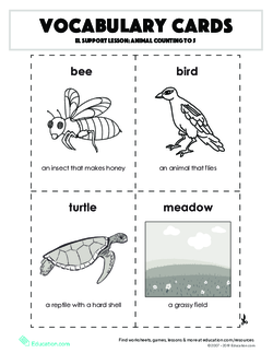 Vocabulary Cards: Animal Counting to 5