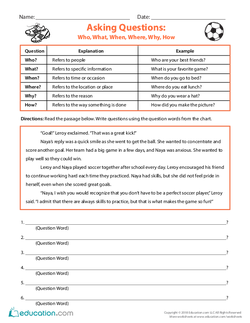 Asking Questions: 5Ws + H Question Words