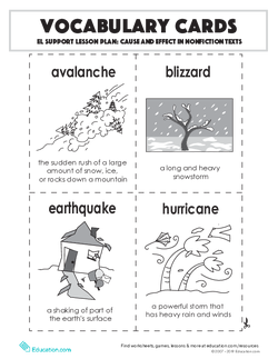Vocabulary Cards: Cause and Effect in Nonfiction Texts