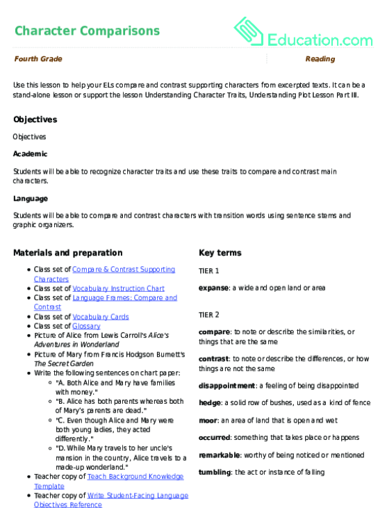 Character Comparisons