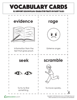 Vocabulary Cards: Character Traits in Fairy Tales