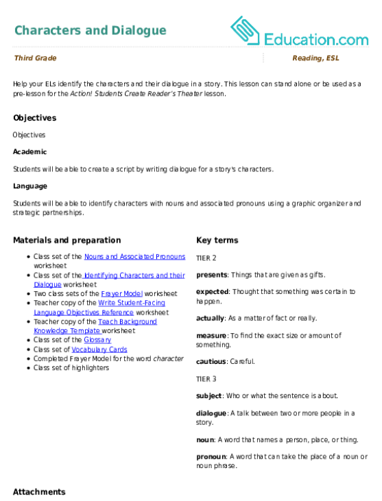 Characters and Dialogue