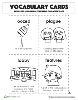 Vocabulary Cards: Comparing Character Traits