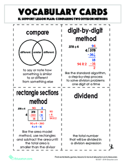 Vocabulary Cards: Comparing Two Division Methods