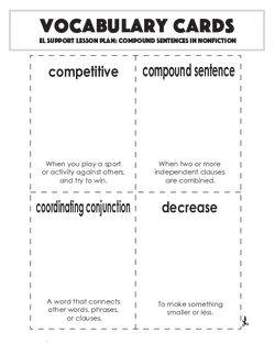 Vocabulary Cards: Compound Sentences in Nonfiction