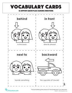 Vocabulary Cards: Dancing Directions