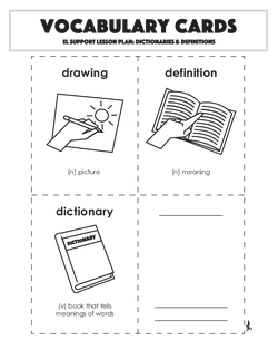 Vocabulary Cards: Dictionaries & Definitions
