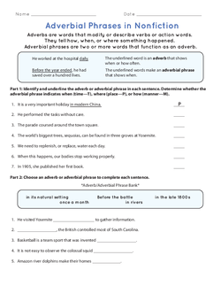 Adverbial Phrases in Nonfiction