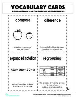 词汇卡片:讨论减法策略