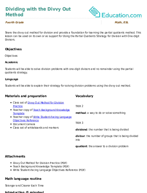 Dividing with the Divvy Out Method