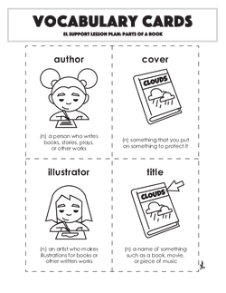 Vocabulary Cards: Parts of a Book