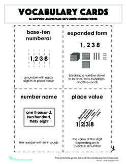 Vocabulary Cards: Exploring Number Forms