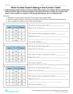 Which Number Doesn't Belong in the Function Table?