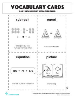 Vocabulary Cards: Fishy Subtraction Stories