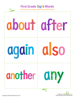 Sight Words: About to Any