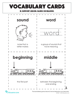 Vocabulary Cards: Hands on Reading