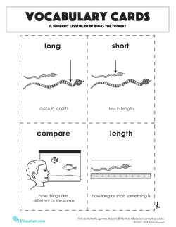 Vocabulary Cards: EL Support Lesson: How Big Is The Tower?