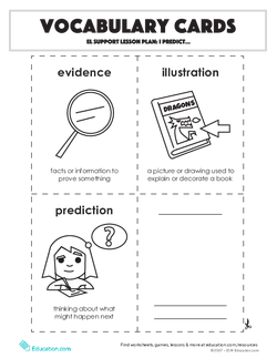 Vocabulary Cards: EL Support Lesson: I Predict...
