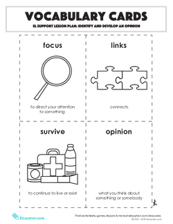 Vocabulary Cards: Identify and Develop an Opinion