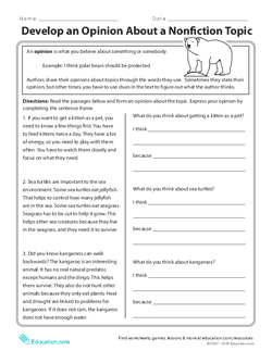 Develop an Opinion About a Nonfiction Topic