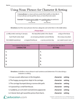Using Noun Phrases for Character & Setting