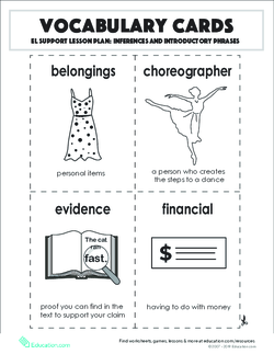 Vocabulary Cards: Inferences and Introductory Phrases