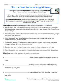 Cite the Text: Introductory Phrases