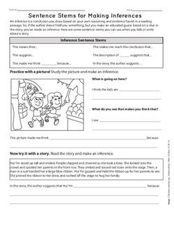Sentence Stems for Making Inferences