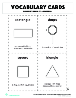 Vocabulary Cards: EL Support Lesson: It's A Shape Zoo!