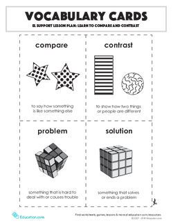 Vocabulary Cards: Learn to Compare and Contrast