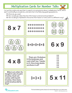 Multiplication Cards for Number Talks