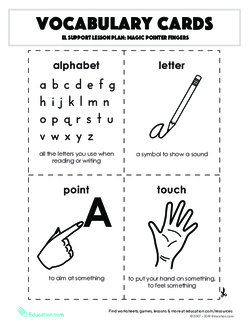 Vocabulary Cards: EL Support Lesson: Magic Pointer Fingers