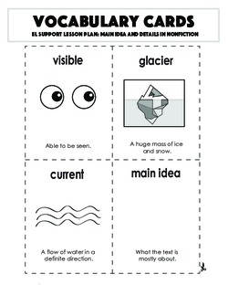 Vocabulary Cards: Main Idea and Details in Nonfiction