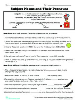 Subject Nouns and Their Pronouns