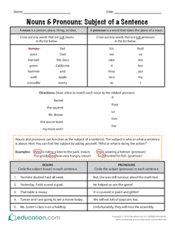 Nouns & Pronouns: Subject of a Sentence