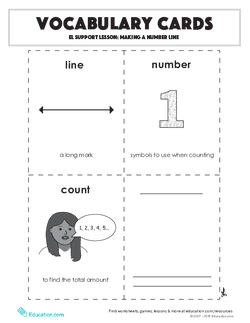 Vocabulary Cards: EL Support Lesson: Making a Number Line
