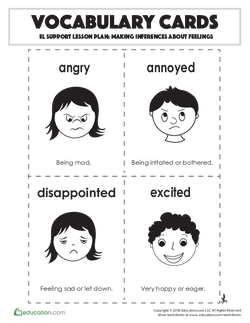Vocabulary Cards: Making Inferences About Feelings