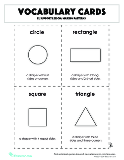 Vocabulary Cards: EL Support Lesson: Making Patterns