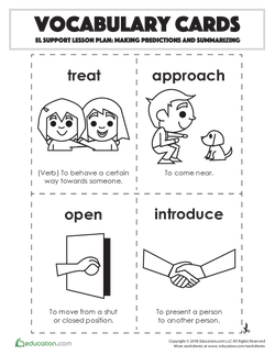 Vocabulary Cards: Making Predictions and Summarizing