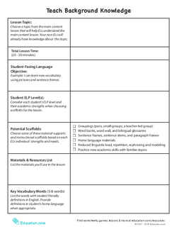 Teach Background Knowledge Template