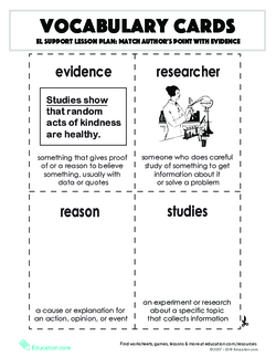 Vocabulary Cards: Match Author's Point with Evidence