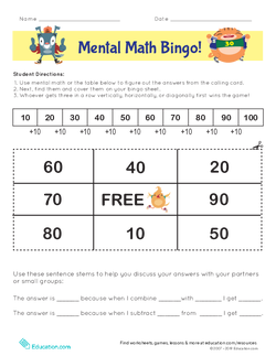 Mental Math Bingo!